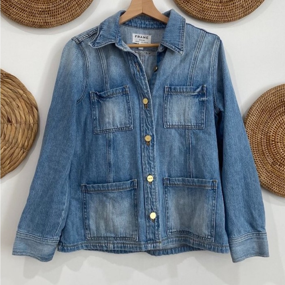 Frame Denim Light Blue Washed Jean Jacket
